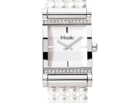 Misaki PARISIENNEWH Women s White Pearl Strap Watch Online Hot Sale