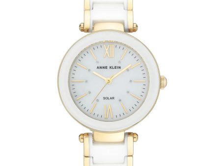 Anne Klein Solar White Ceramic Ladies Watch AK 3844WTGB Online now