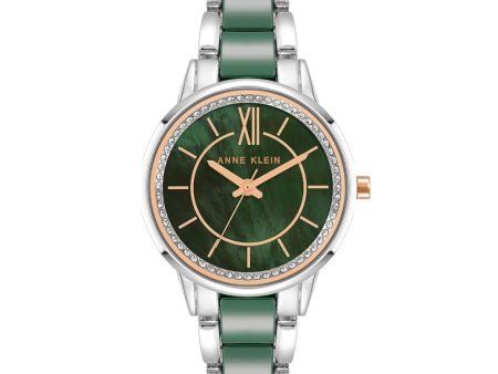 Anne Klein Green Mother of Pearl Dial Ceramic Bracelet Ladies Watch AK 3345GNRT Online Sale