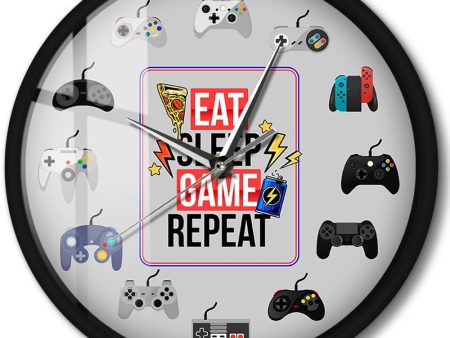 Eat Sleep Game Repeat Decorative Wall Clock with Light Function SK2-728 For Cheap