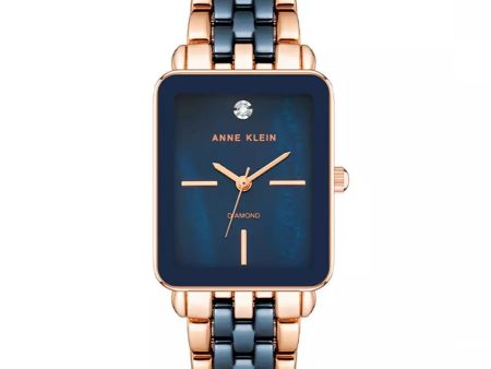 Anne Klein Genuine Diamond Dial Ceramic Bracelet Ladies Watch AK 3668NVRG For Discount