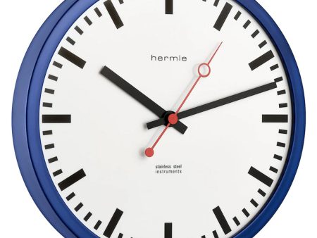 Hermle 30471-Q72100  Grand Central  Stainless Steel Wall Clock (Blue) Sale