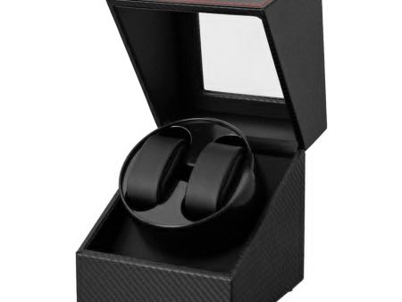 Dual Slot PU Leather Watch Winder (Carbon with Red Stitching) Supply