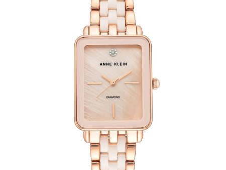 Anne Klein Genuine Diamond Dial Ceramic Bracelet Ladies Watch AK 3668LPRG Fashion