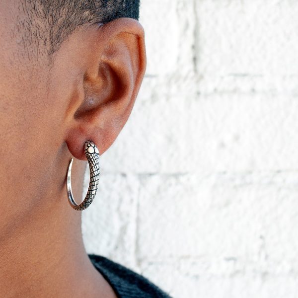 Silver Snake Hoop Earrings Online now