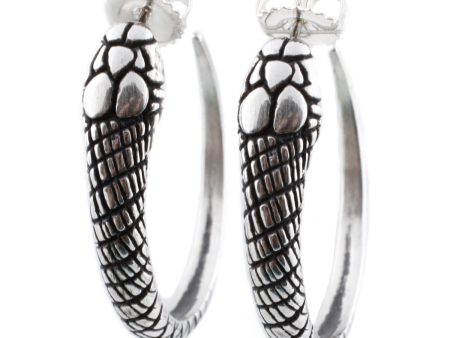 Silver Snake Hoop Earrings Online now