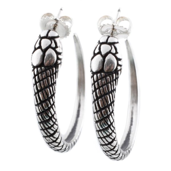 Silver Snake Hoop Earrings Online now